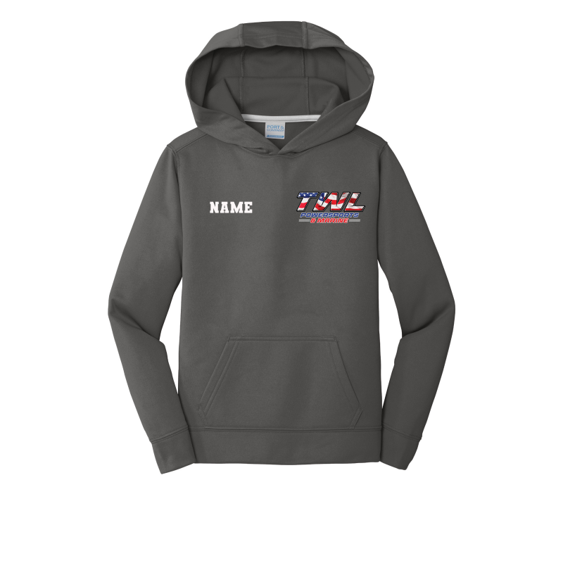 TWL AMERICAN FLAG Port & Company Youth Performance Fleece Pullover Hooded Sweatshirt.
