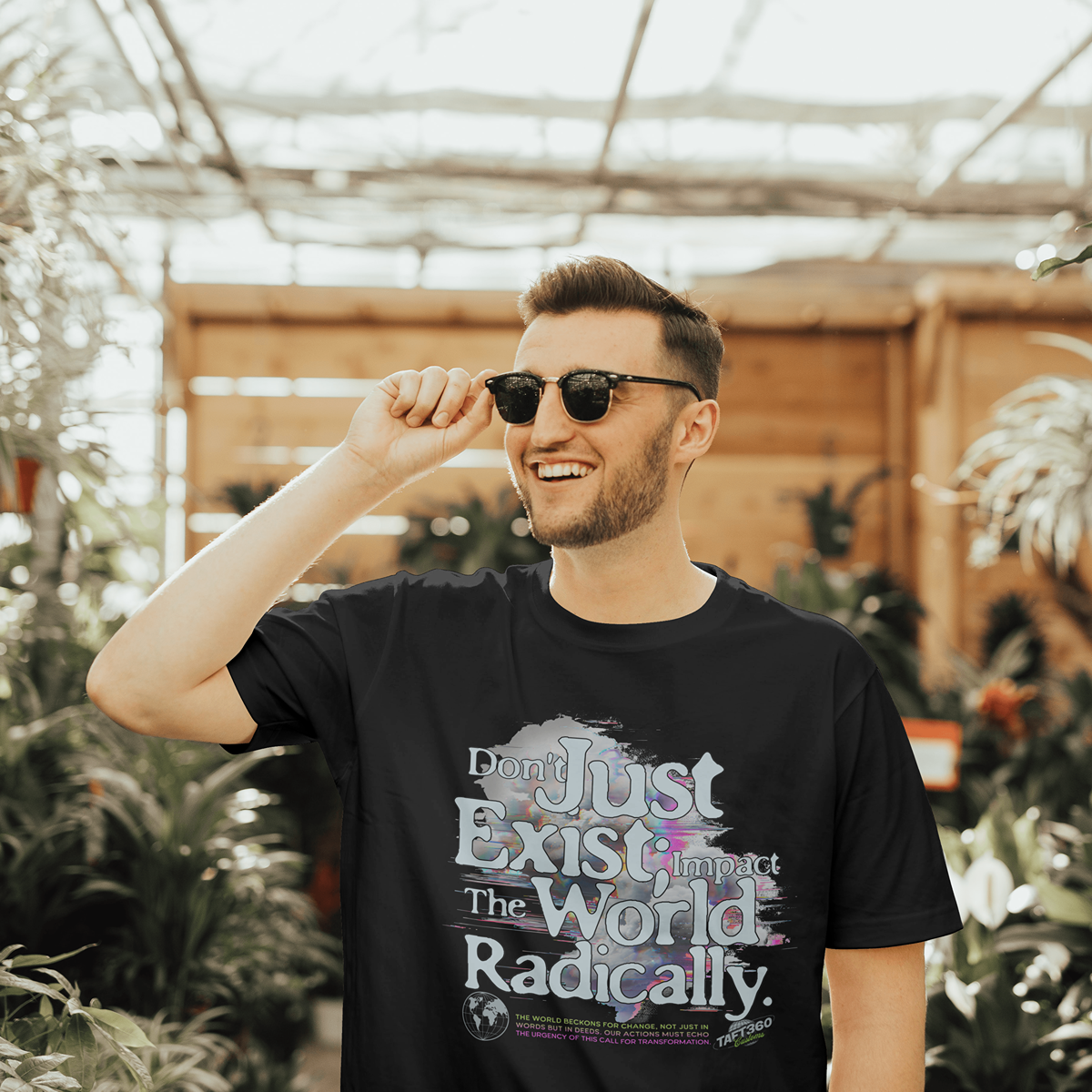 Don't Just Exist: Impact the World Radically - 50/50 cotton/poly t shirt