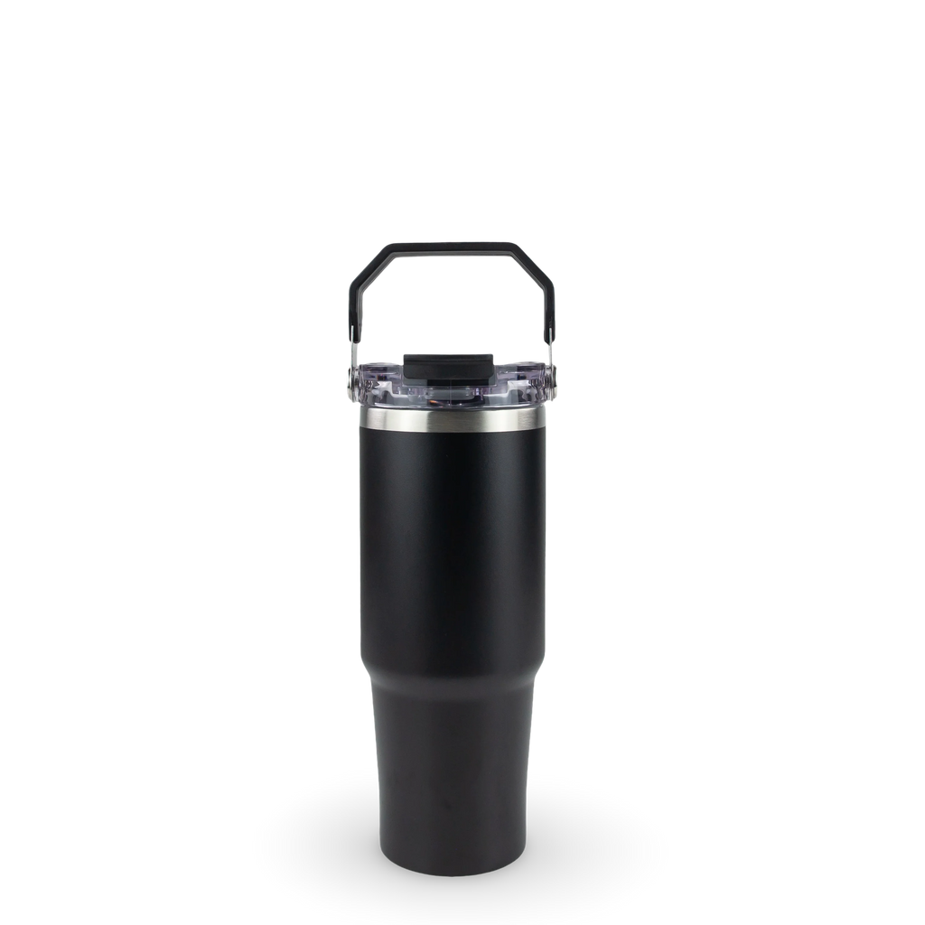 30oz POWDER COATED TRI-SIP TUMBLER - BLACK WITH TWL FLAG LOGO