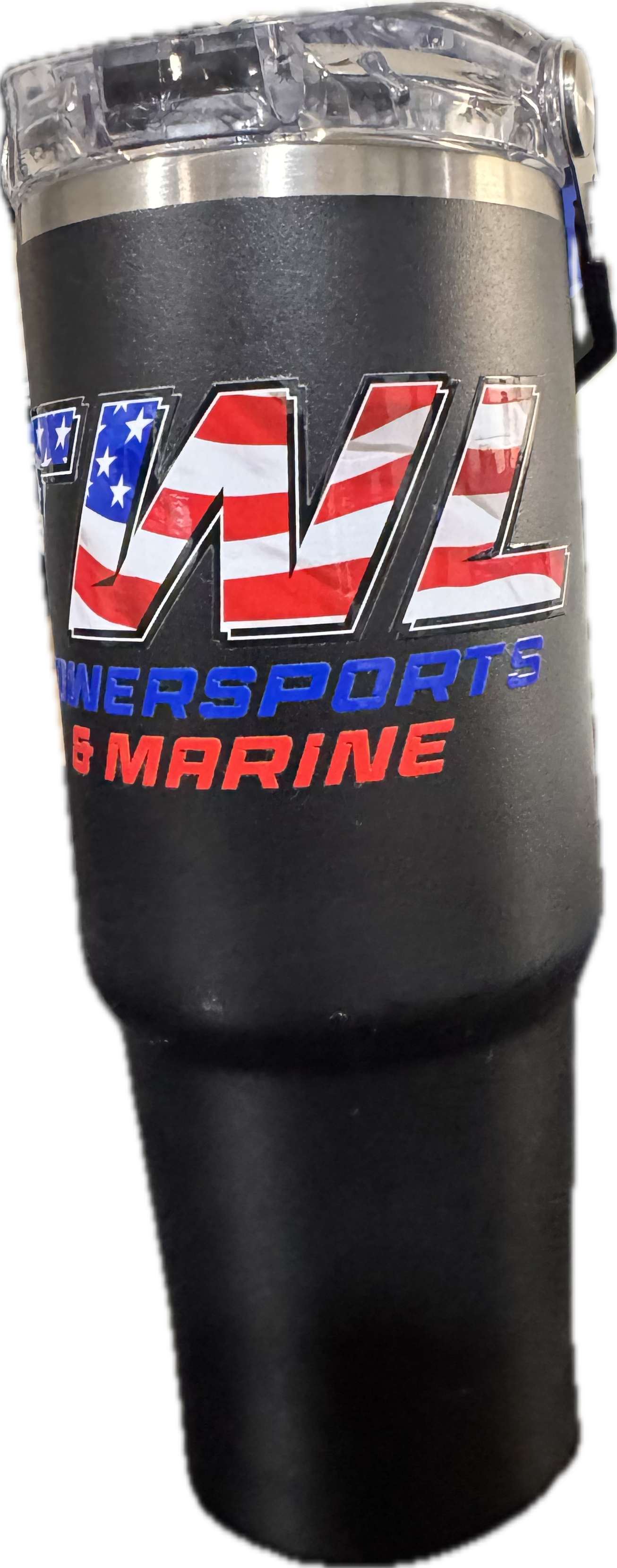 30oz POWDER COATED TRI-SIP TUMBLER - BLACK WITH TWL FLAG LOGO