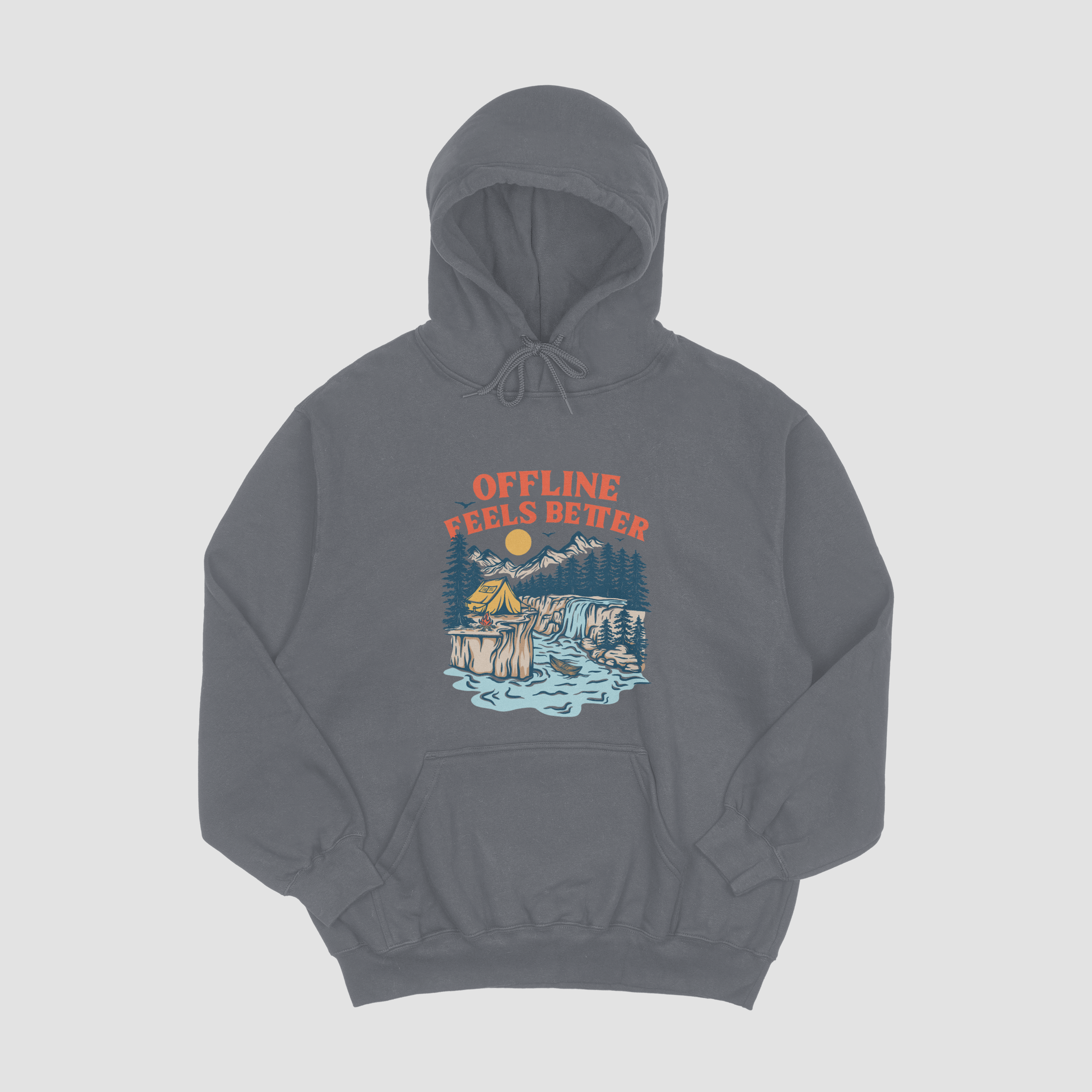 Offline Feels Better Charcoal Hooded Sweatshirt