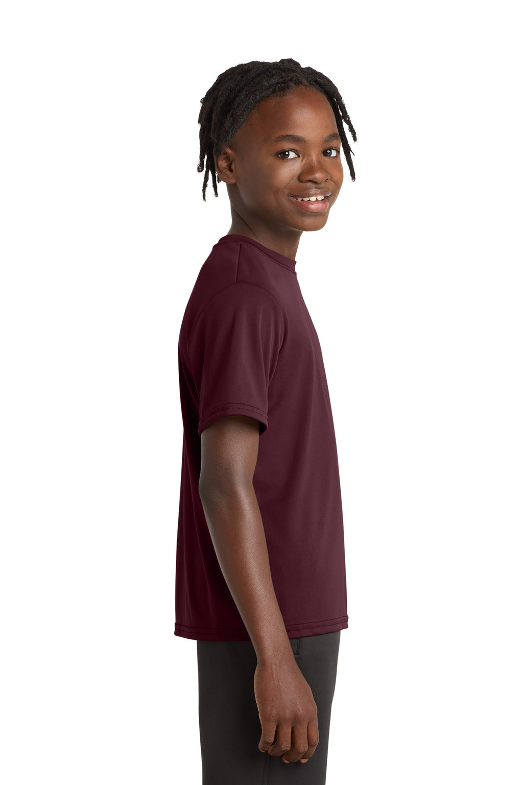 Ath Maroon Port & Company Youth Performance Tee. PC380Y