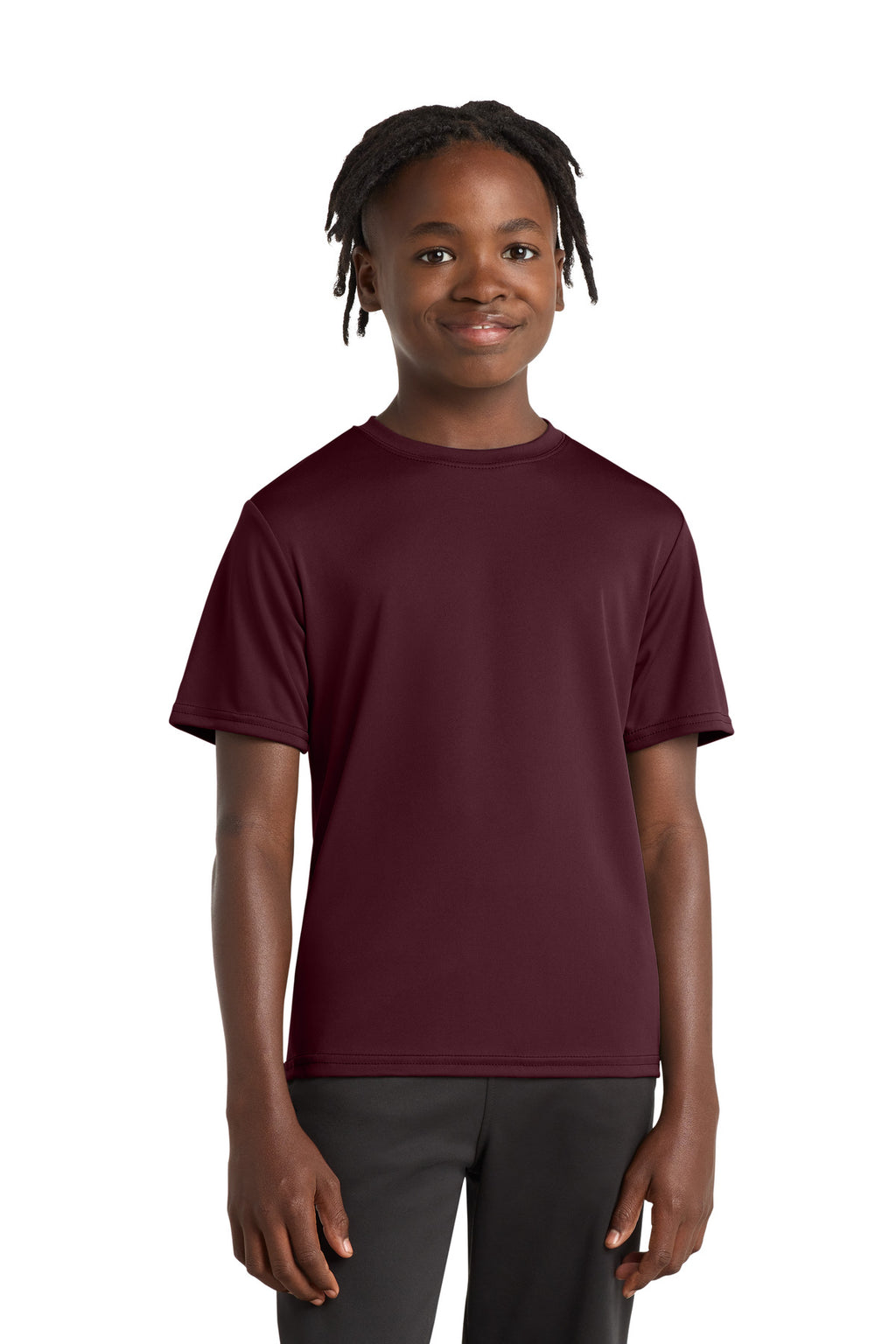 Ath Maroon Port & Company Youth Performance Tee. PC380Y