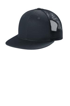 Black Port Authority Snapback Flat Bill Trucker Cap C407