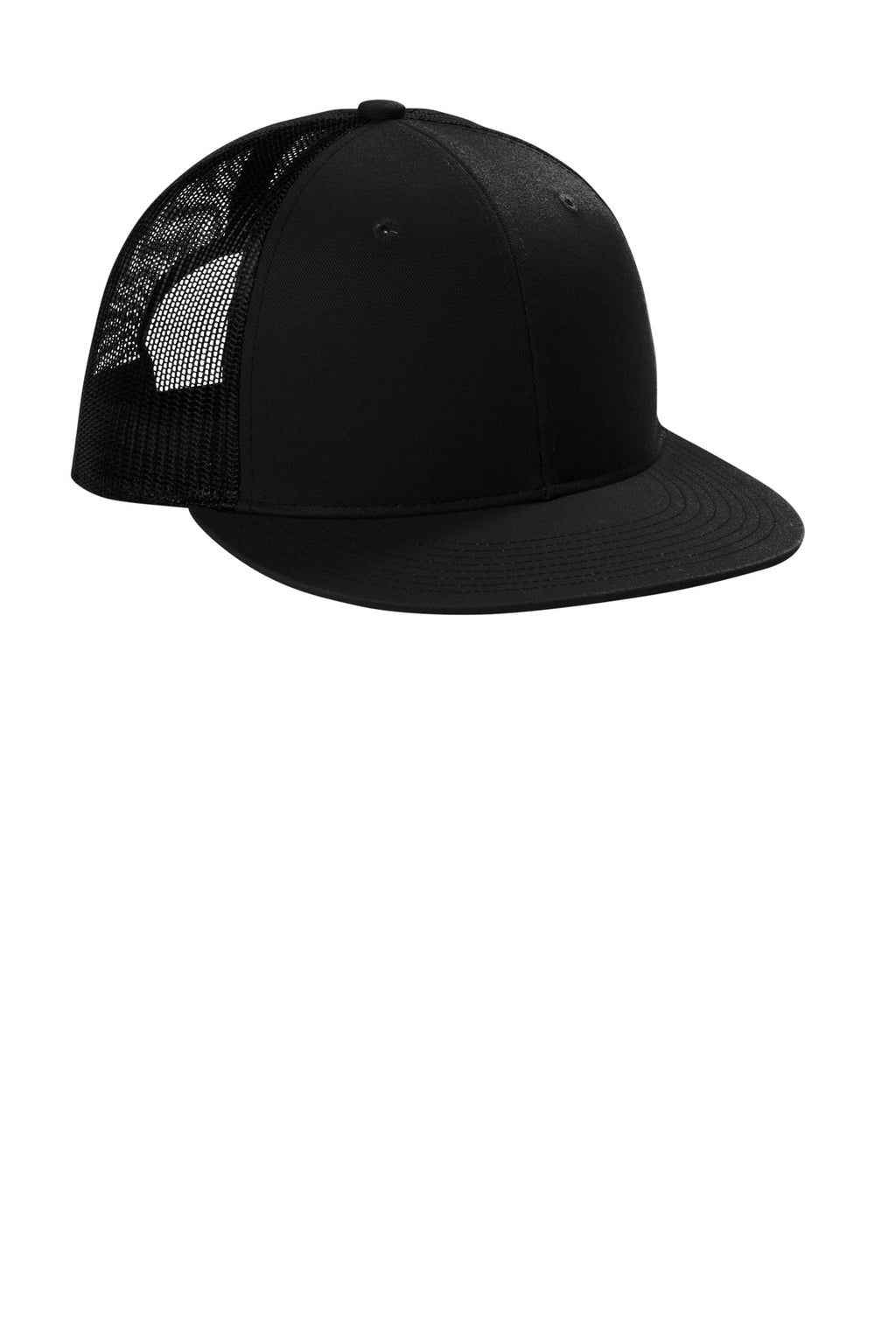 Black Port Authority Snapback Flat Bill Trucker Cap C407