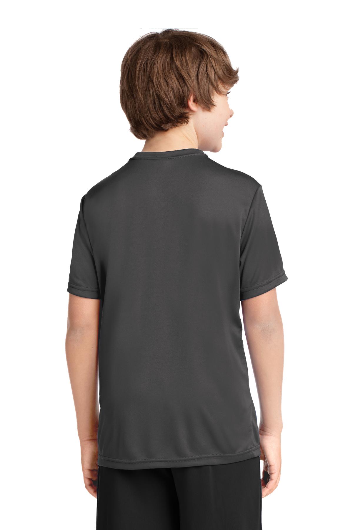 Charcoal Port & Company Youth Performance Tee. PC380Y