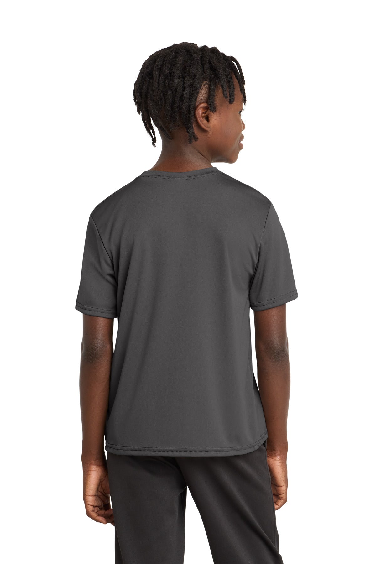 Charcoal Port & Company Youth Performance Tee. PC380Y