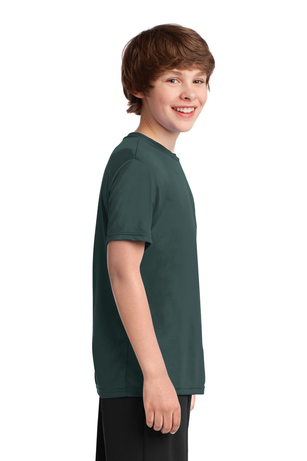 Dark Green Port & Company Youth Performance Tee. PC380Y