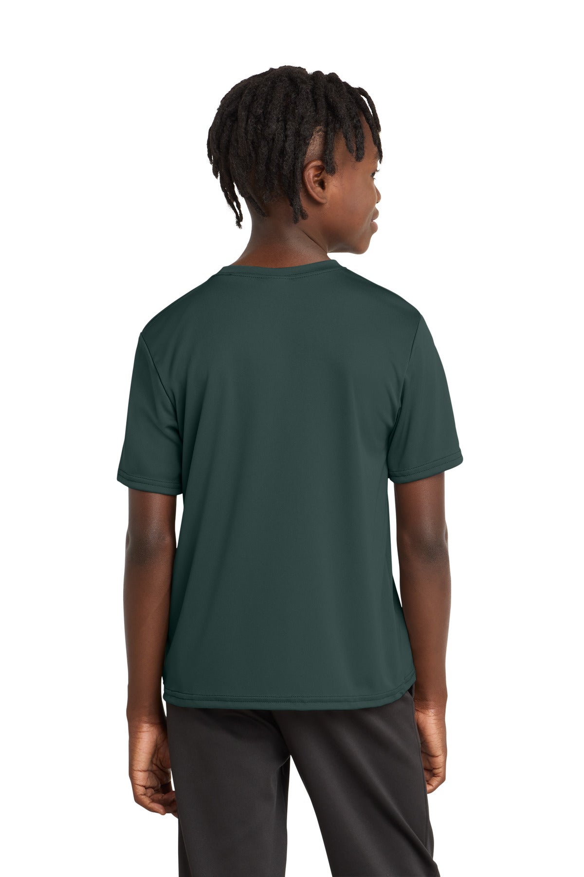 Dark Green Port & Company Youth Performance Tee. PC380Y