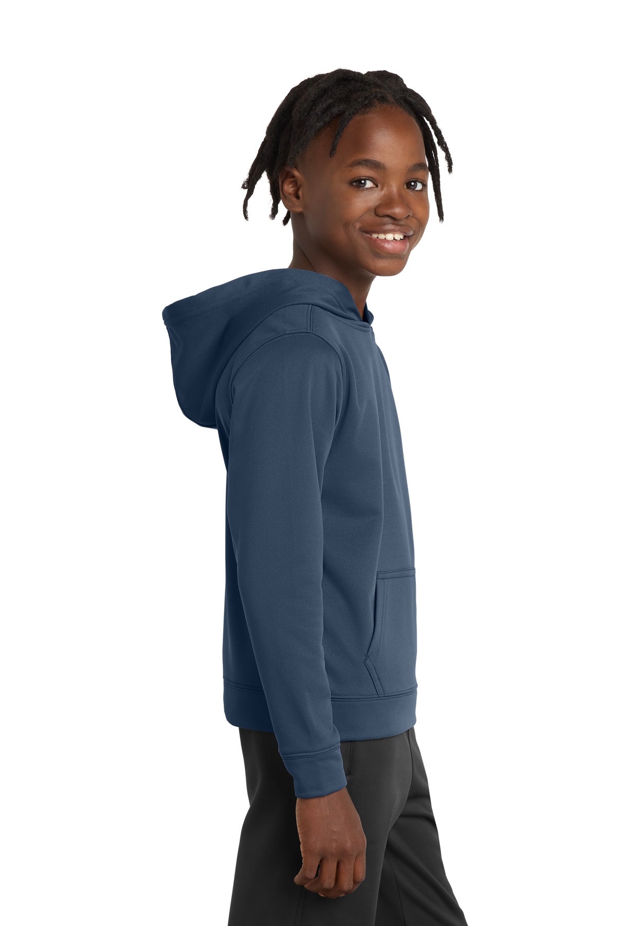 Deep Navy Port & Company Youth Performance Fleece Pullover Hooded Sweatshirt. PC590YH