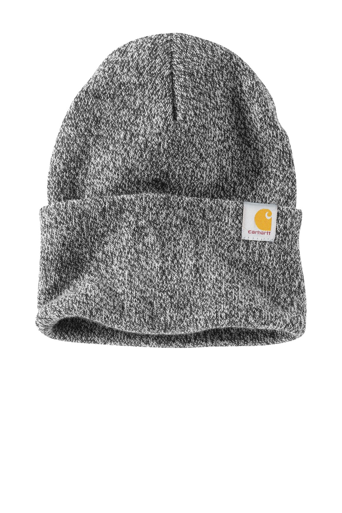 Front View of Black/White Carhartt Watch Cap 2.0 CT104597