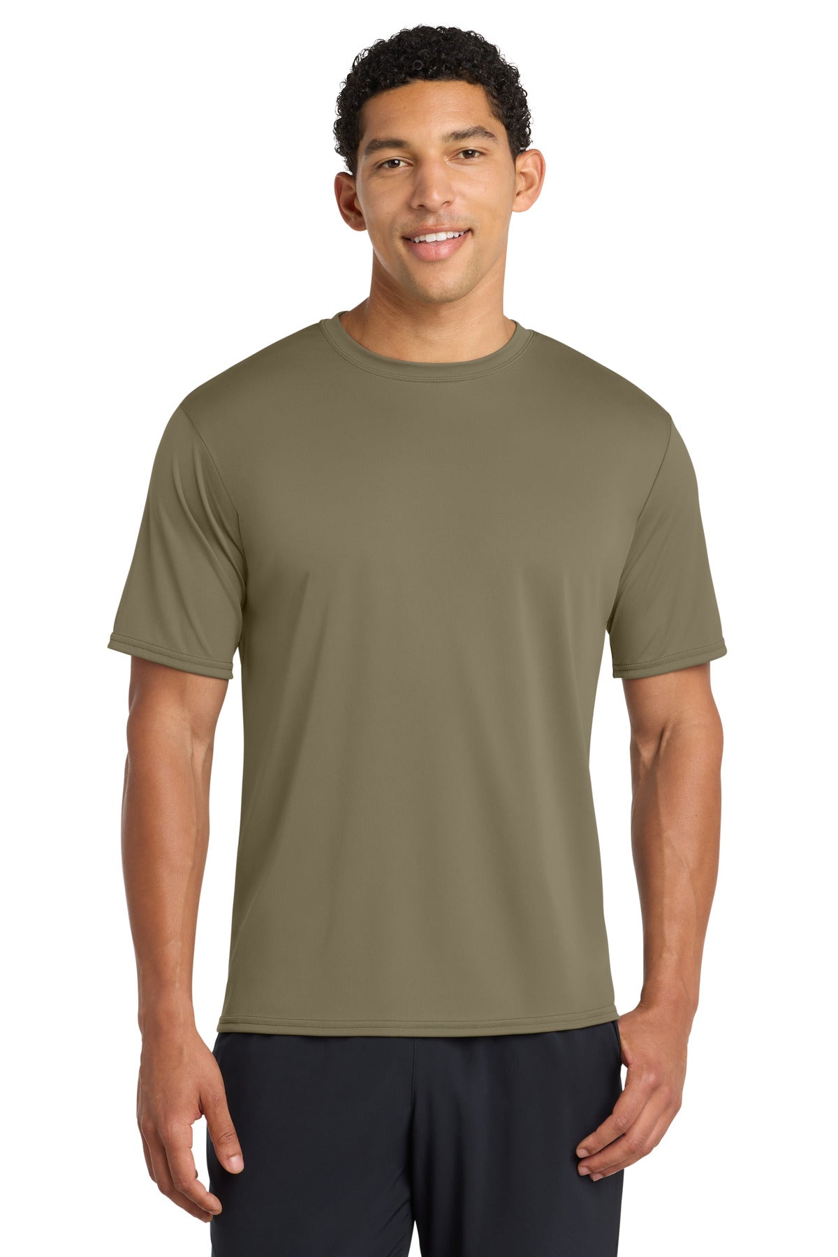 Front View of CoyoteBrn Port & Company Performance Tee. PC380