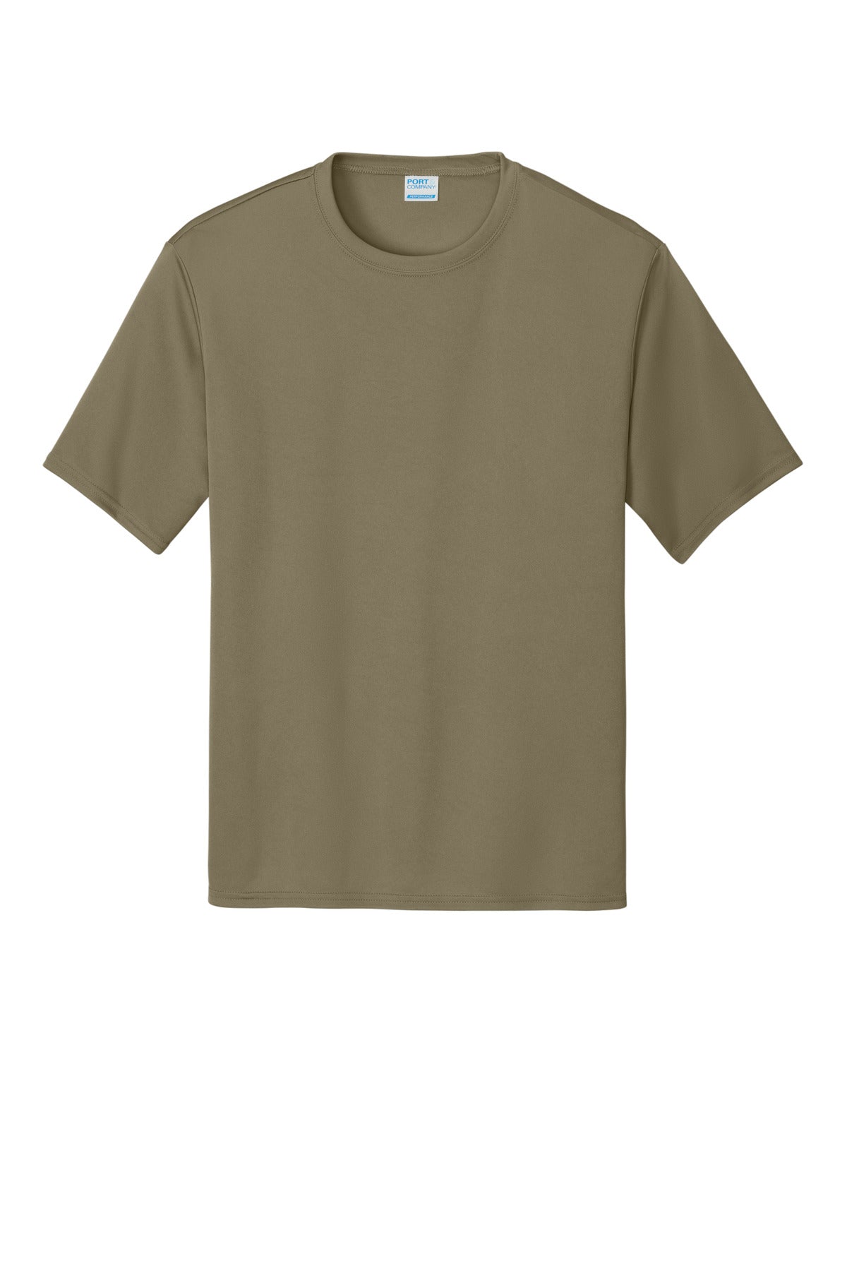 Front View of CoyoteBrn Port & Company Performance Tee. PC380