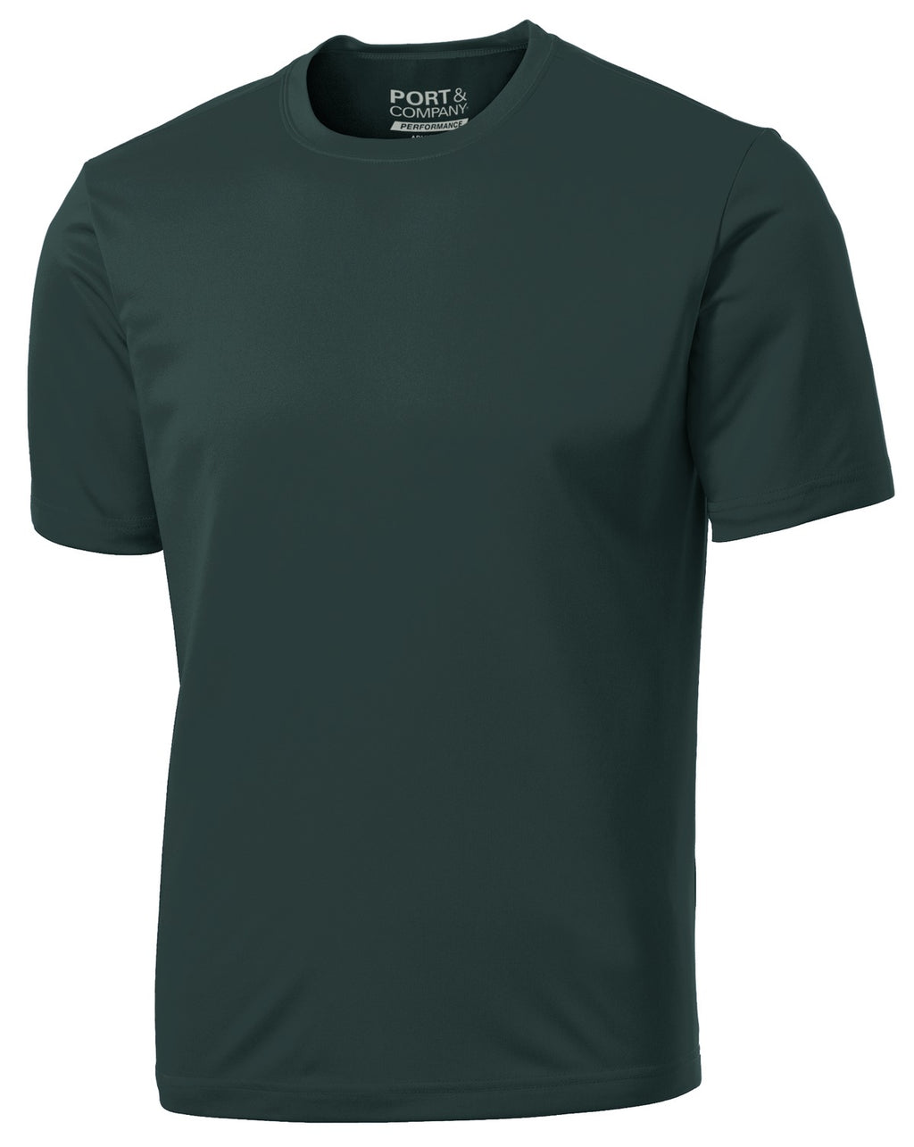 Front View of Dark Green Port & Company Performance Tee. PC380