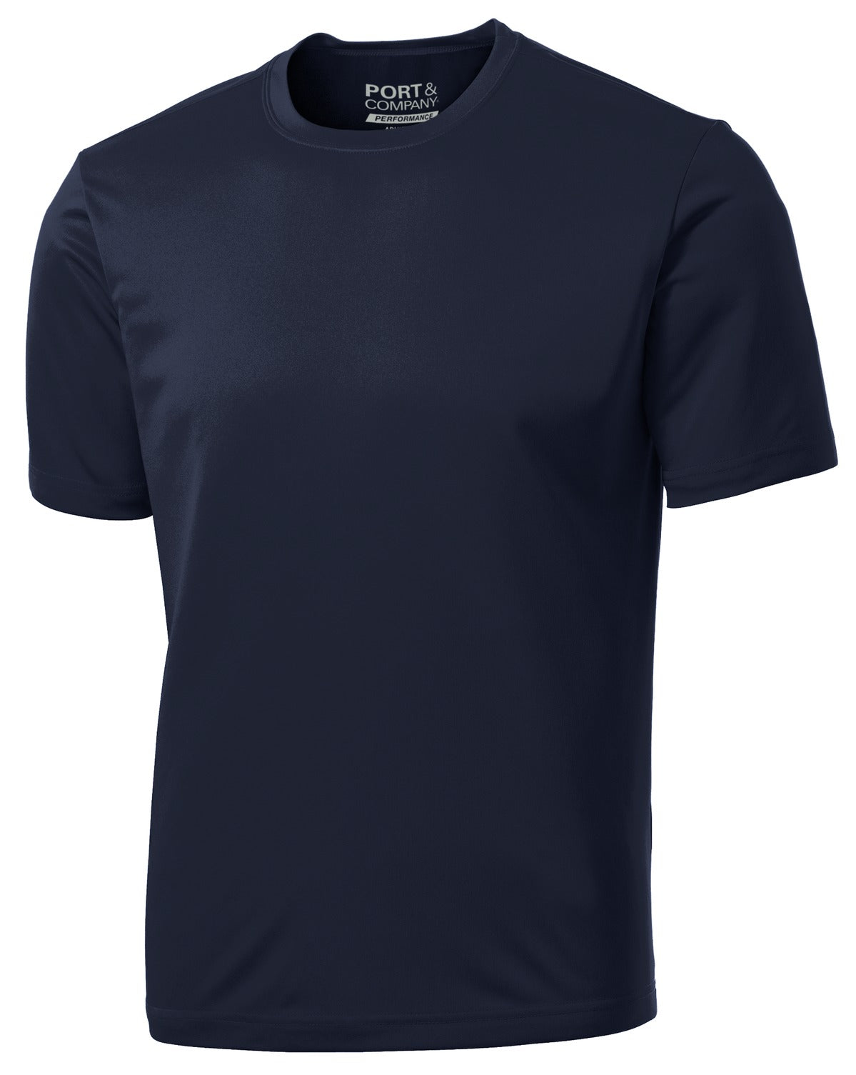 Front View of Deep Navy Port & Company Performance Tee. PC380