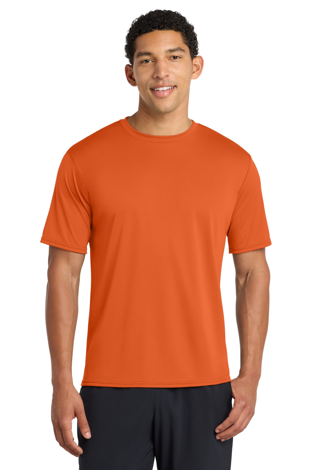 Front View of DeepOrange Port & Company Performance Tee. PC380