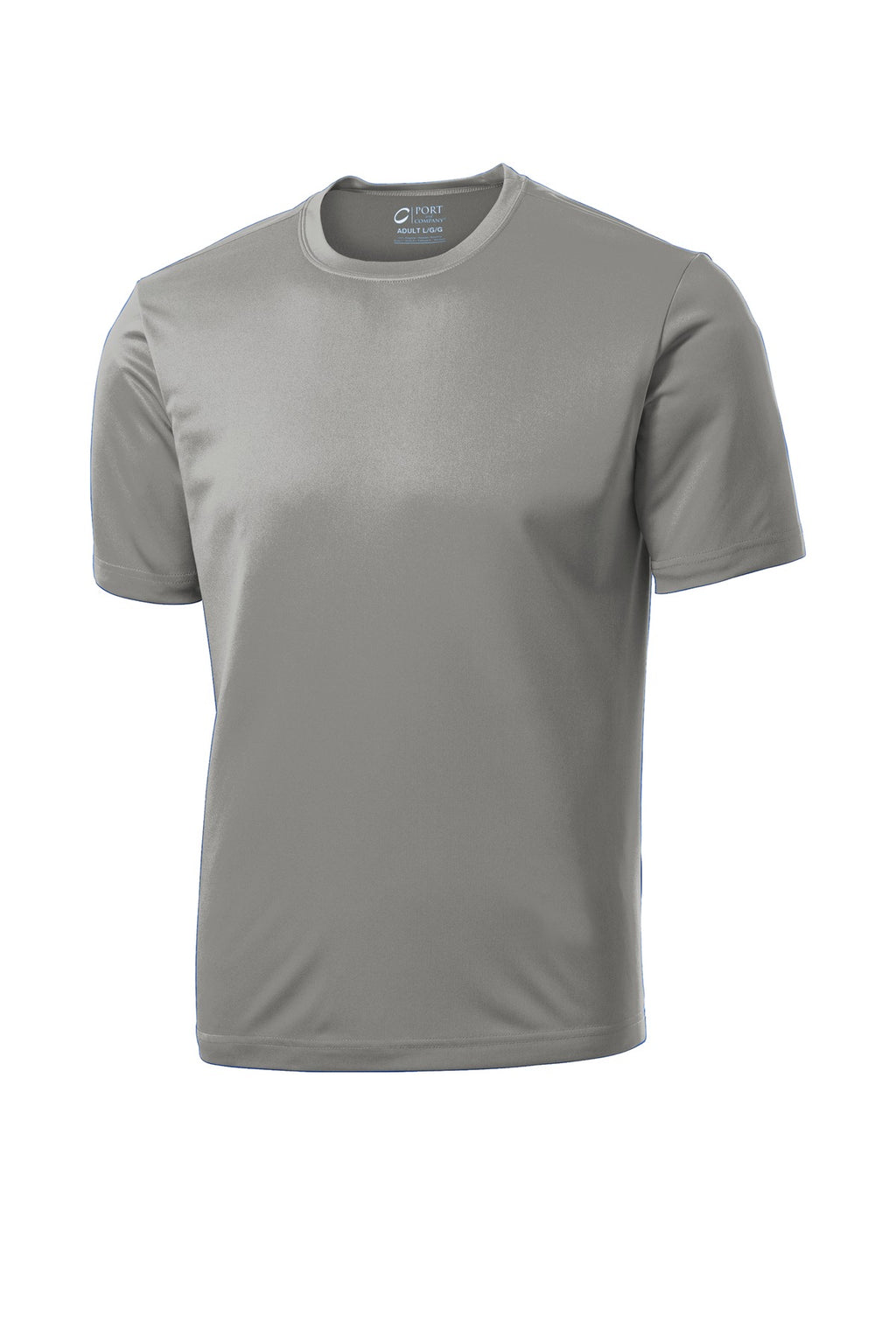 Front View of Grey Concrete Port & Company Performance Tee. PC380