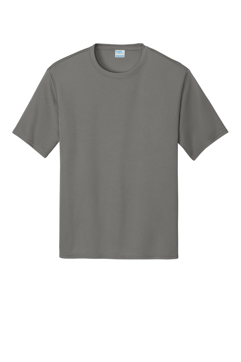 Front View of Grey Concrete Port & Company Performance Tee. PC380