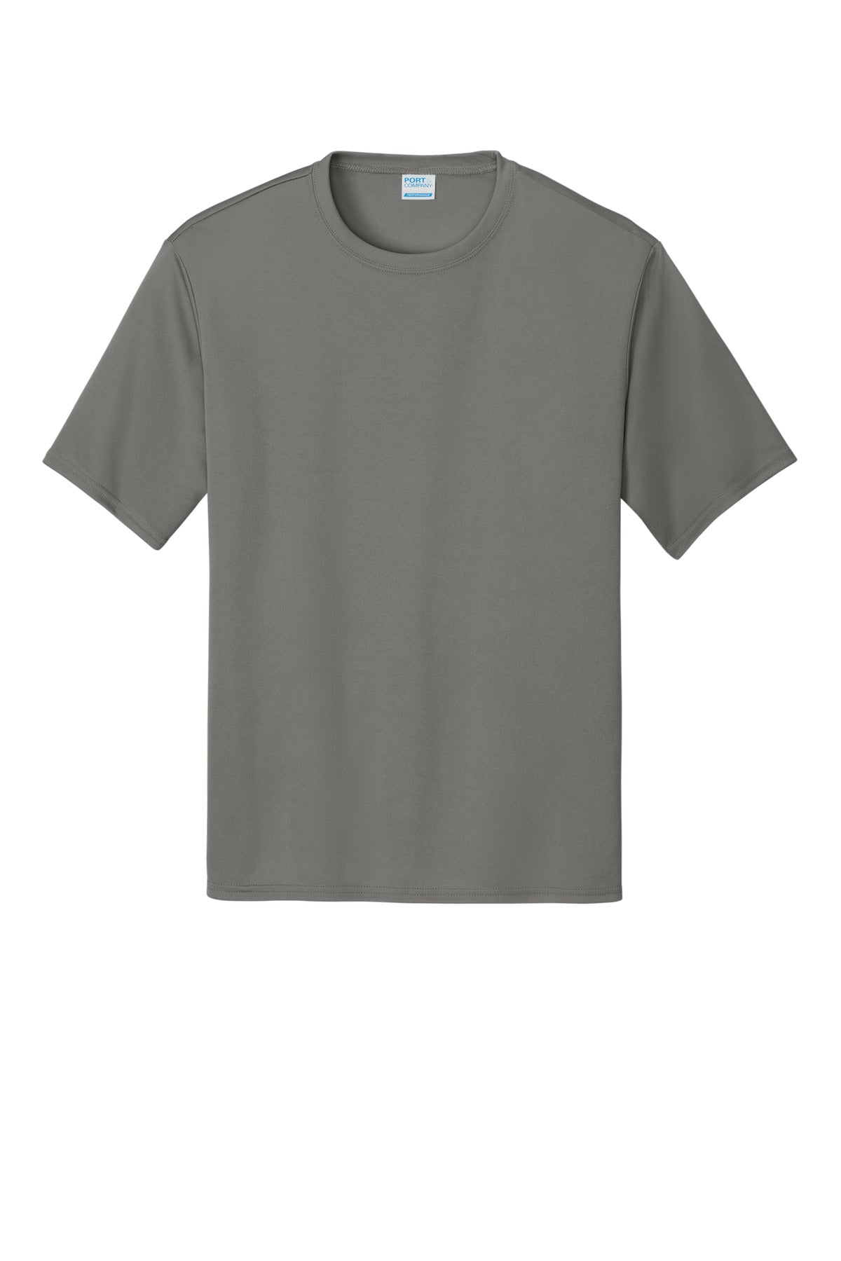 Front View of Grey Concrete Port & Company Performance Tee. PC380