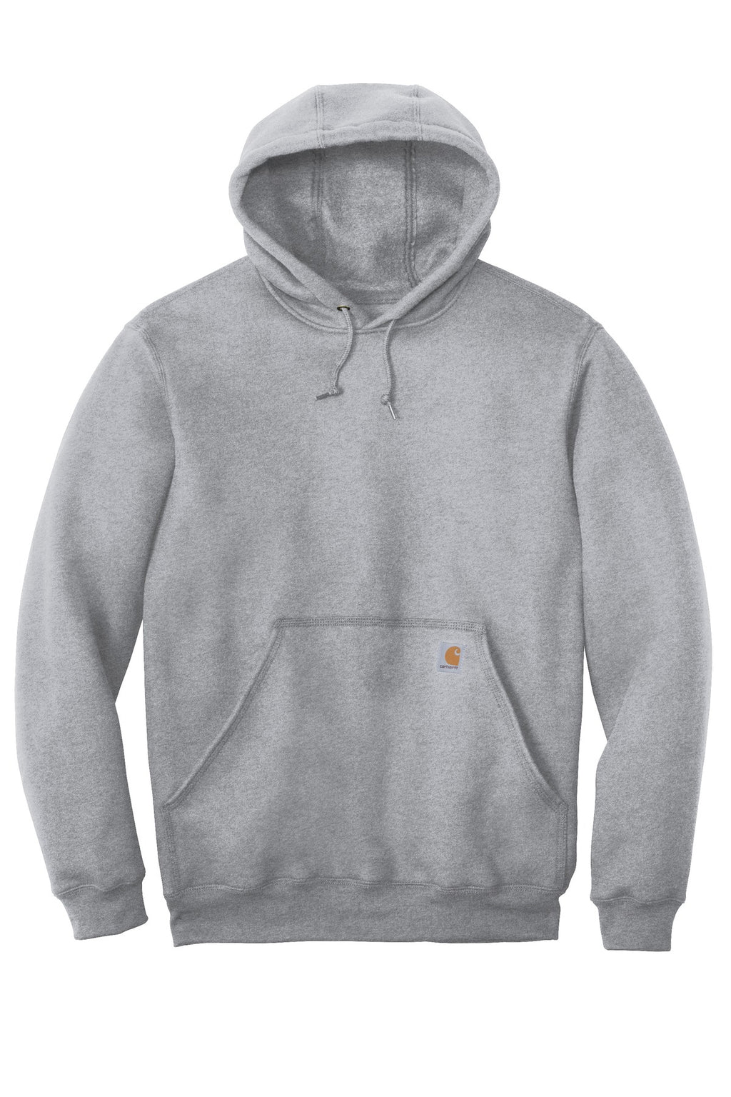 Front View of Heather Grey Carhartt Midweight Hooded Sweatshirt. CTK121