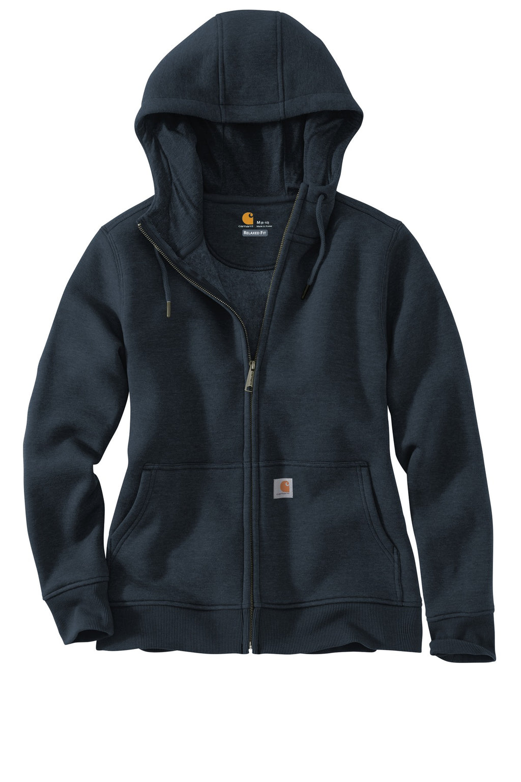 Front View of Navy Carhartt Women's Clarksburg Full-Zip Hoodie CT102788