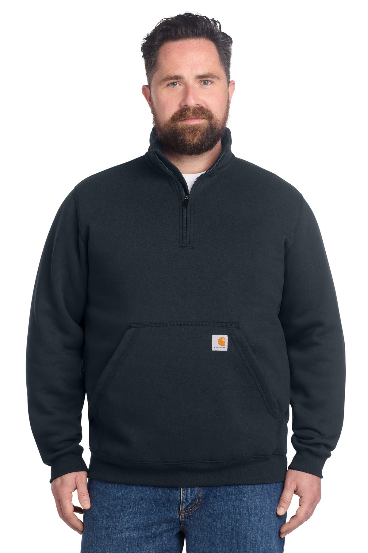 Front View of NewNavy Carhartt Midweight 1/4-Zip Mock Neck Sweatshirt CT105294