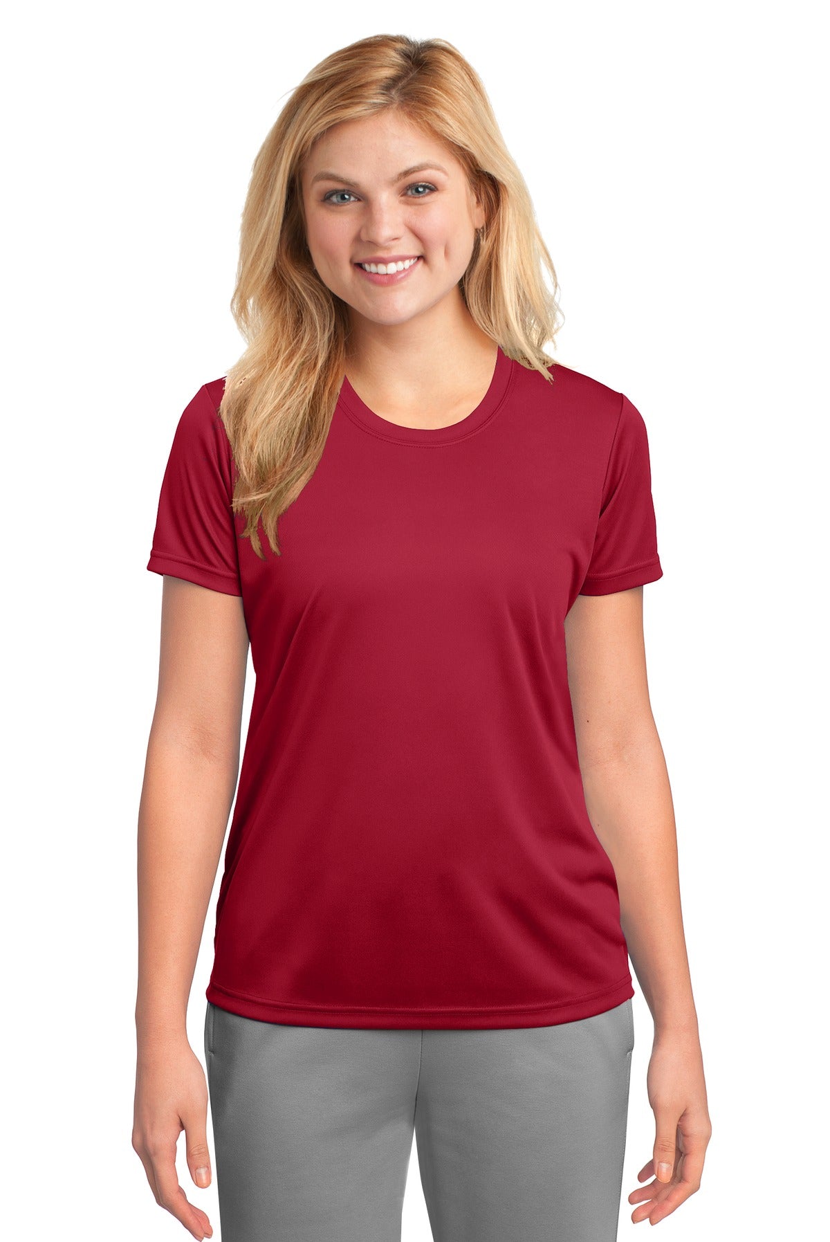 Front View of Red Port & Company Women's Performance Tee. LPC380