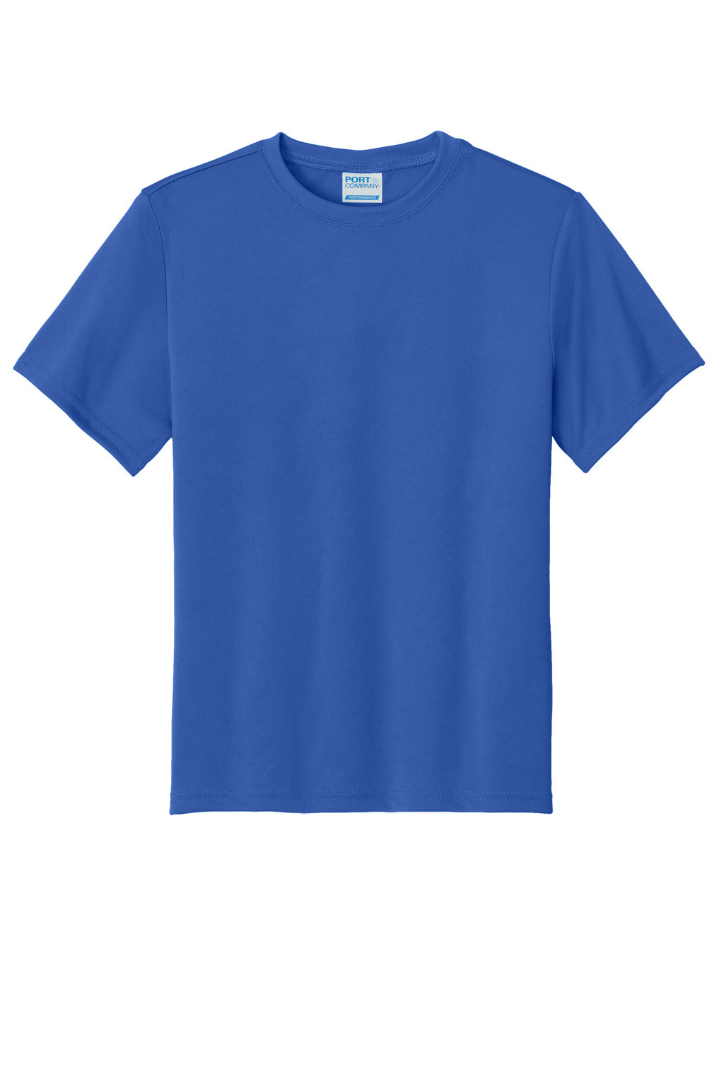 Front View of Royal Port & Company Youth Performance Tee. PC380Y