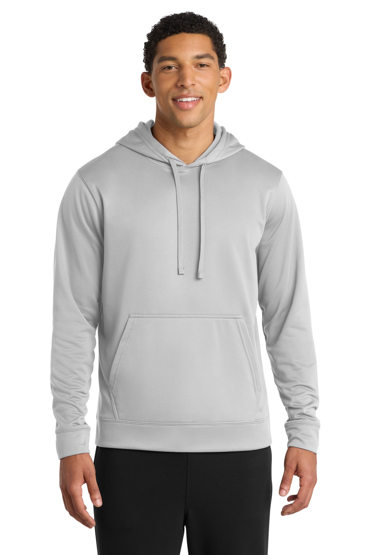 Front View of Silver Port & Company Performance Fleece Pullover Hooded Sweatshirt. PC590H
