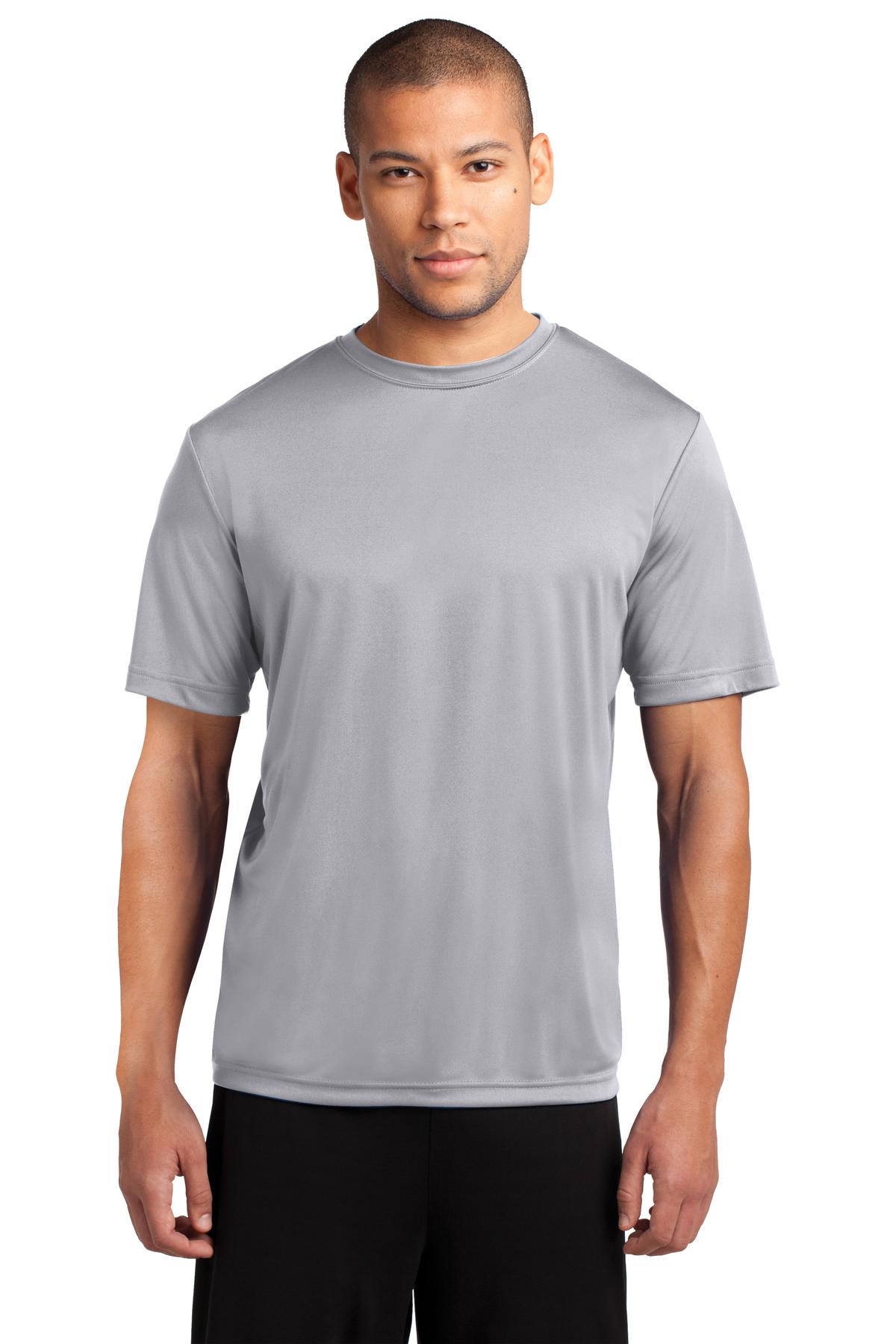Front View of Silver Port & Company Performance Tee. PC380