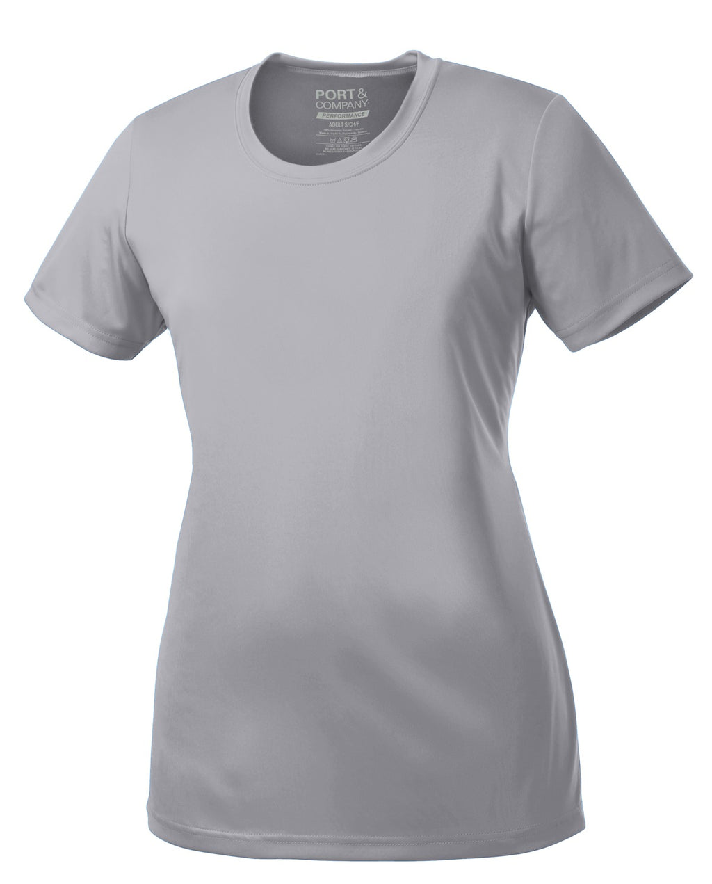 Front View of Silver Port & Company Women's Performance Tee. LPC380