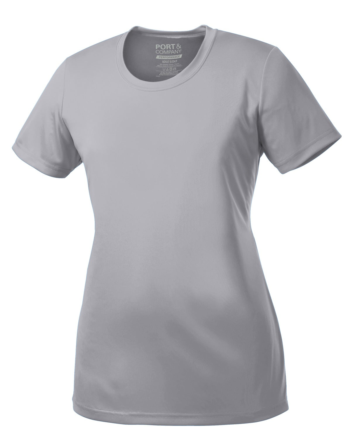Front View of Silver Port & Company Women's Performance Tee. LPC380