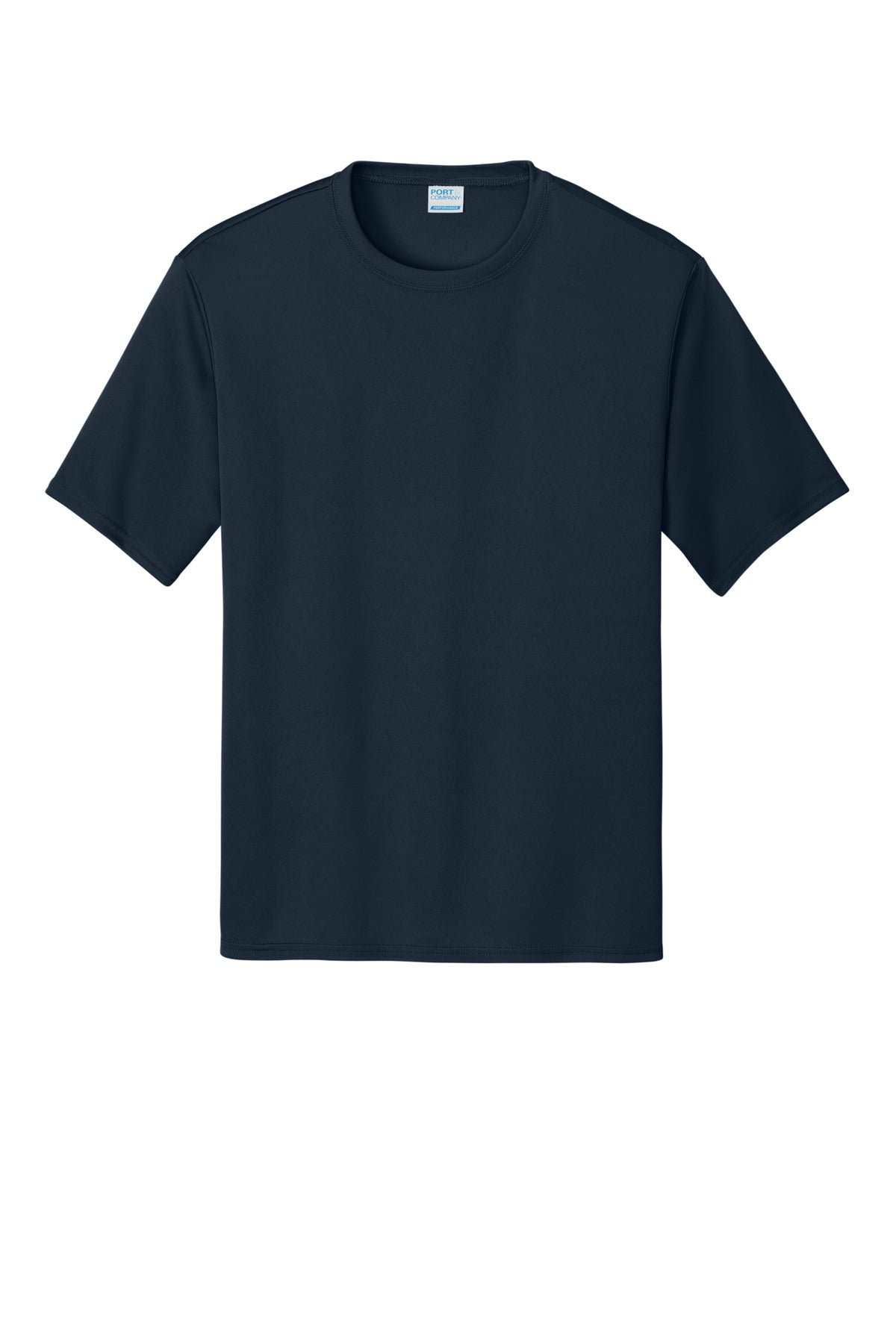 Front View of TrueNavy Port & Company Performance Tee. PC380