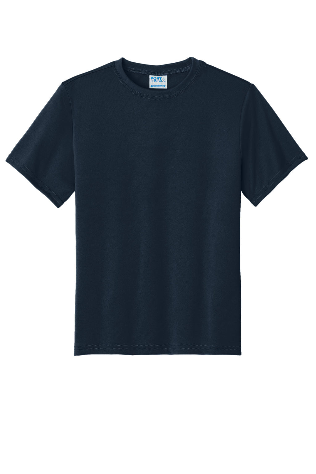 Front View of TrueNavy Port & Company Youth Performance Tee. PC380Y