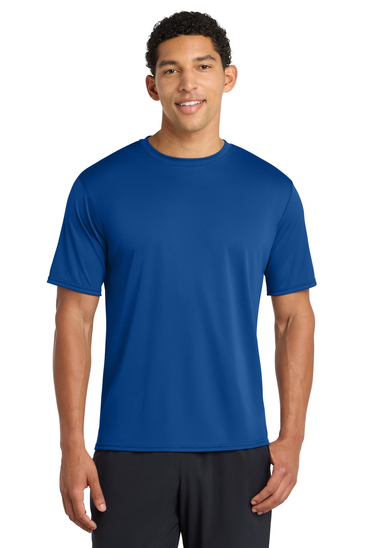 Front View of TrueRoyal Port & Company Performance Tee. PC380