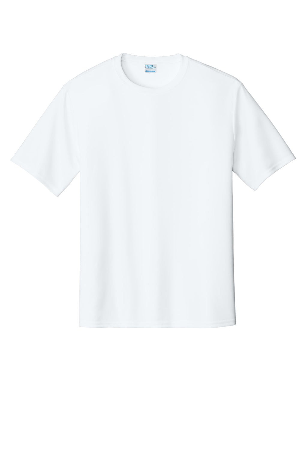 Front View of White Port & Company Performance Tee. PC380