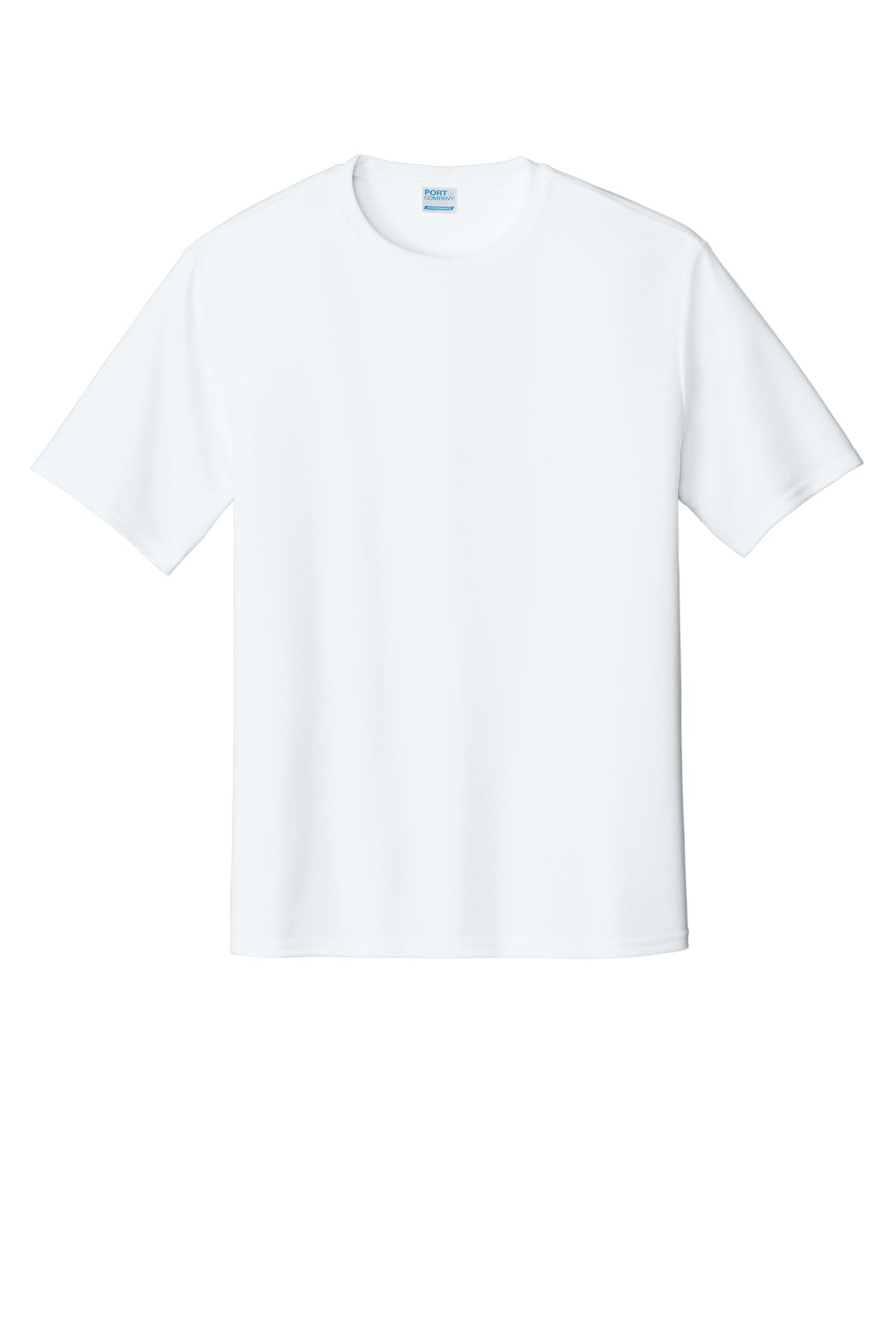 Front View of White Port & Company Performance Tee. PC380