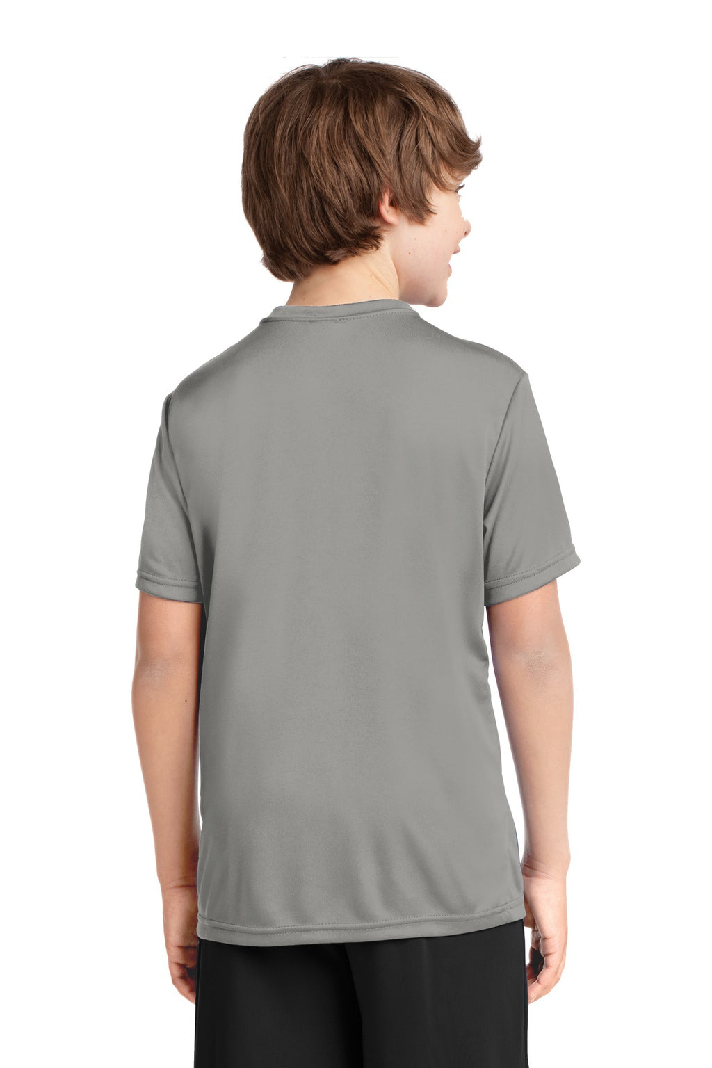 Grey Concrete Port & Company Youth Performance Tee. PC380Y