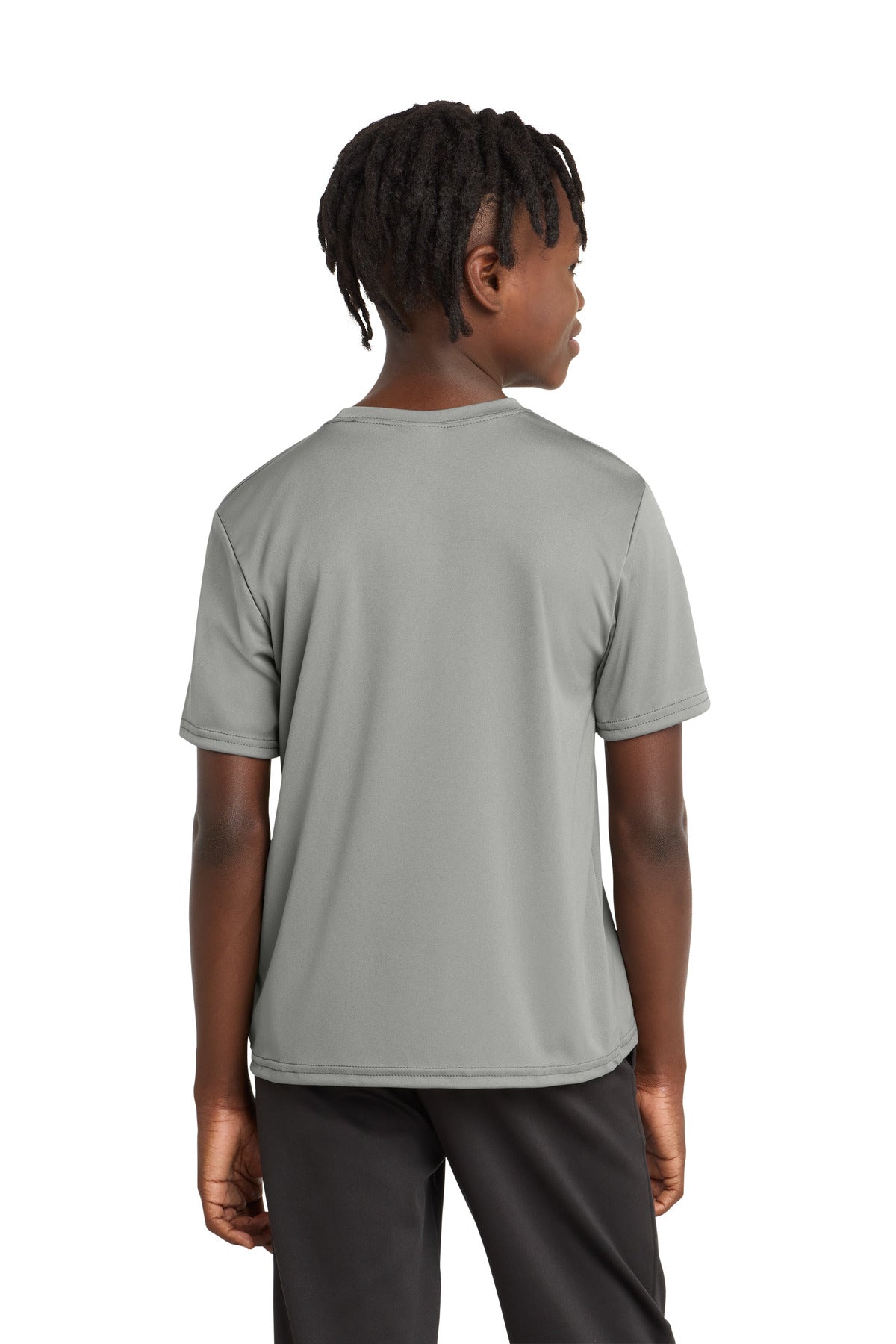 Grey Concrete Port & Company Youth Performance Tee. PC380Y
