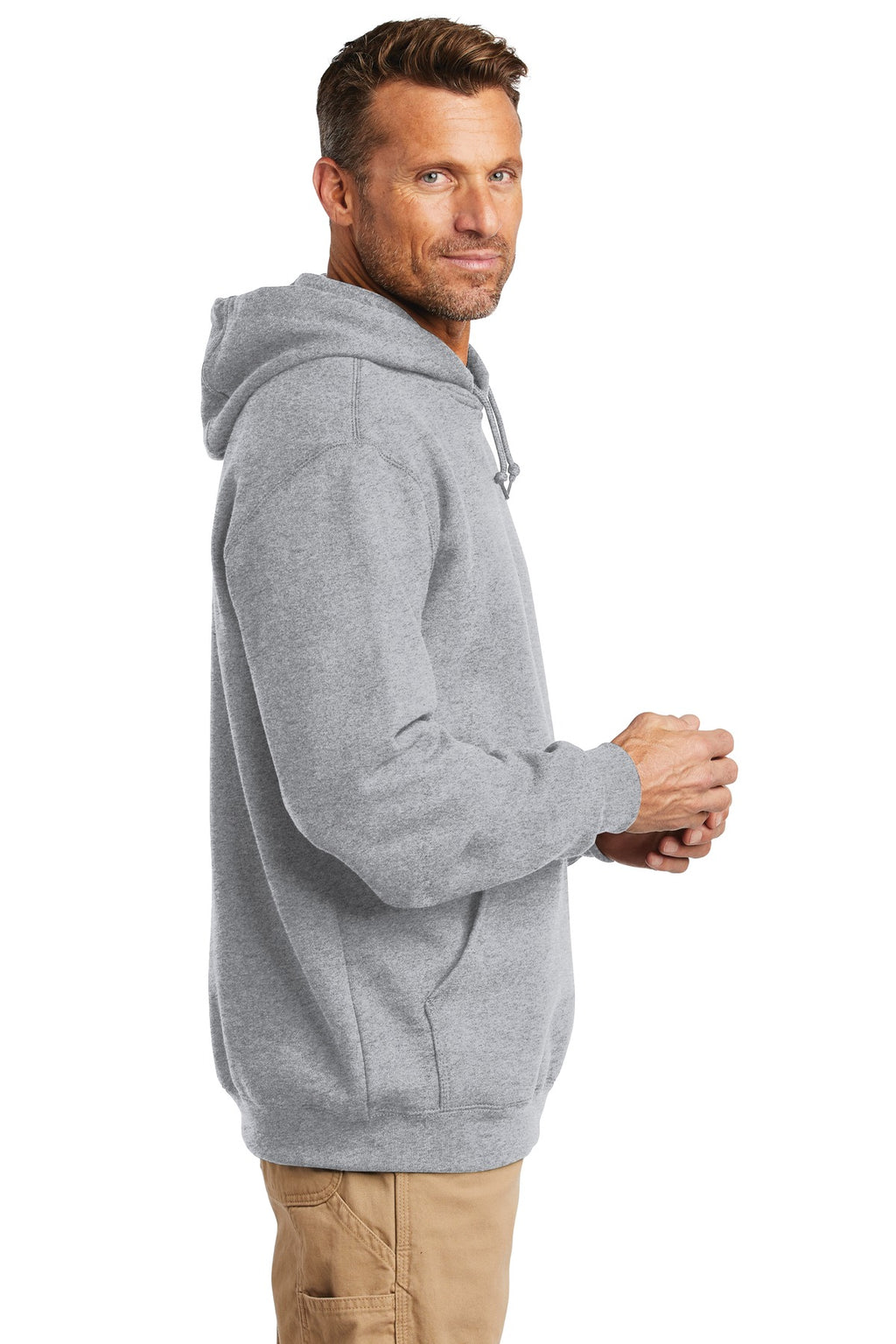 Heather Grey Carhartt Midweight Hooded Sweatshirt. CTK121