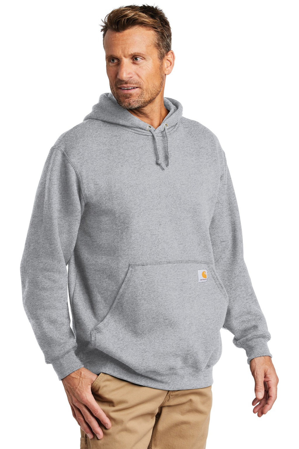 Heather Grey Carhartt Midweight Hooded Sweatshirt. CTK121