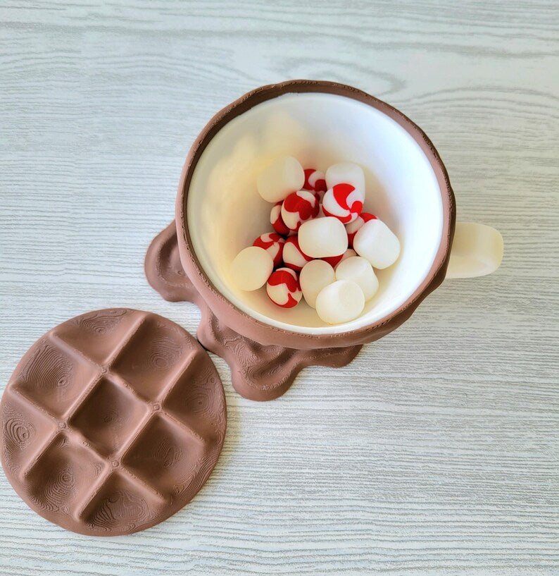 3D Printed Hot Cocoa Tic Tac Toe Game: Desk Decor, Family Gift Christmas Gift