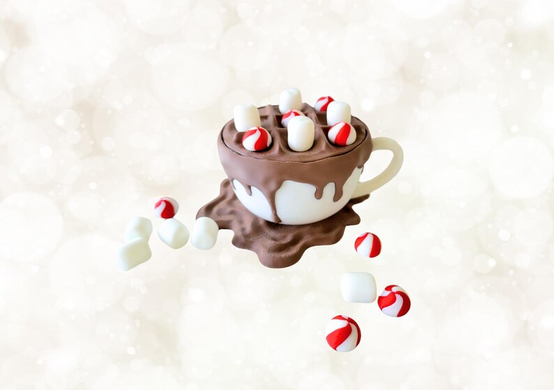 3D Printed Hot Cocoa Tic Tac Toe Game: Desk Decor, Family Gift Christmas Gift