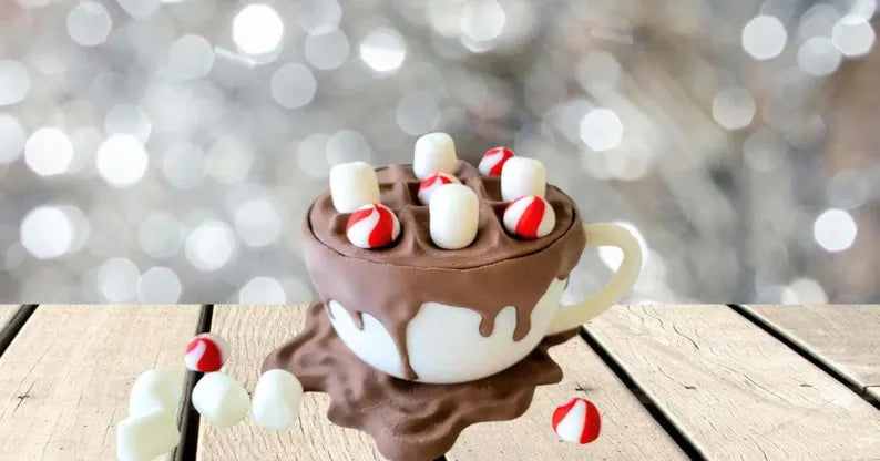 3D Printed Hot Cocoa Tic Tac Toe Game: Desk Decor, Family Gift Christmas Gift