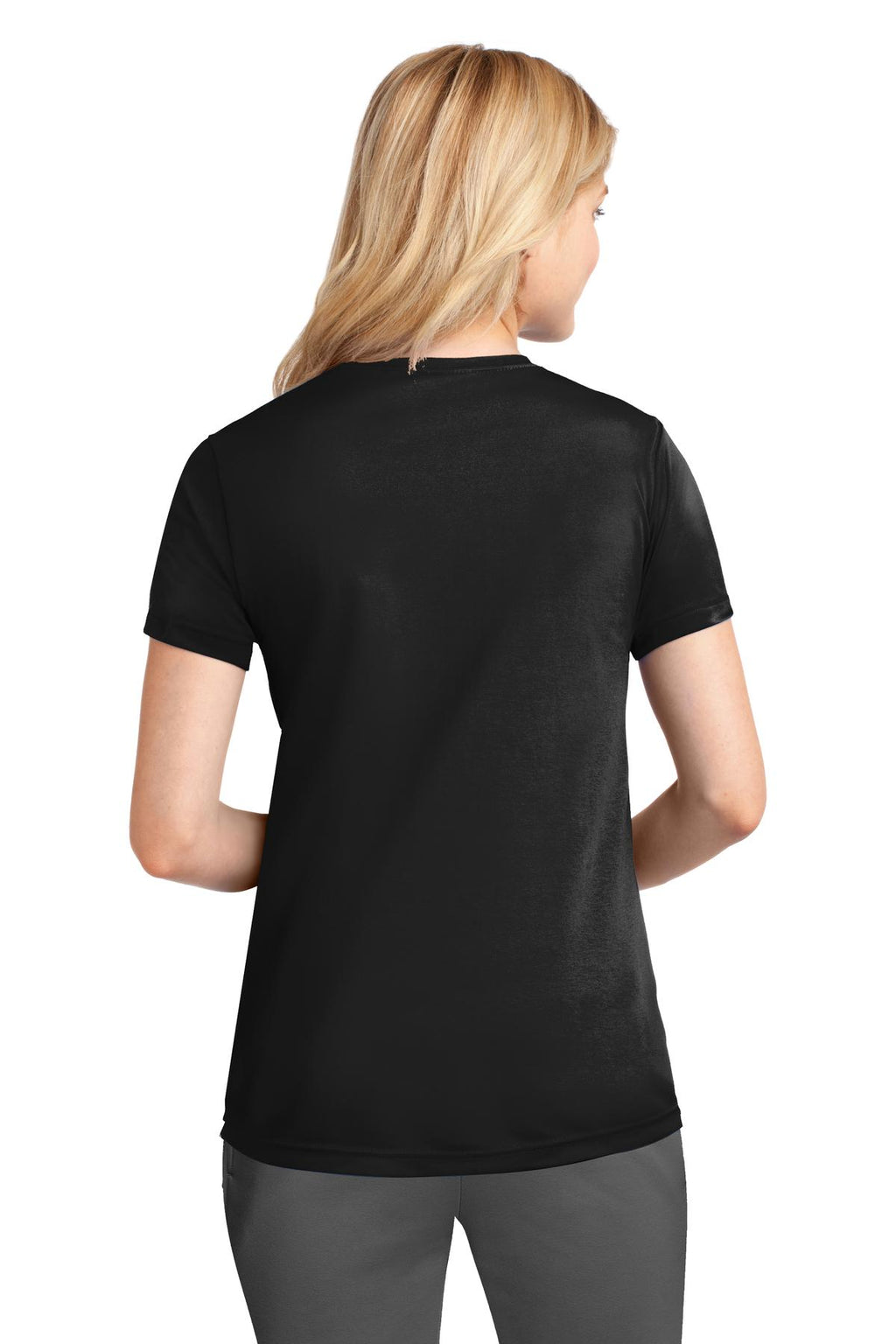 Jet Black Port & Company Women's Performance Tee. LPC380