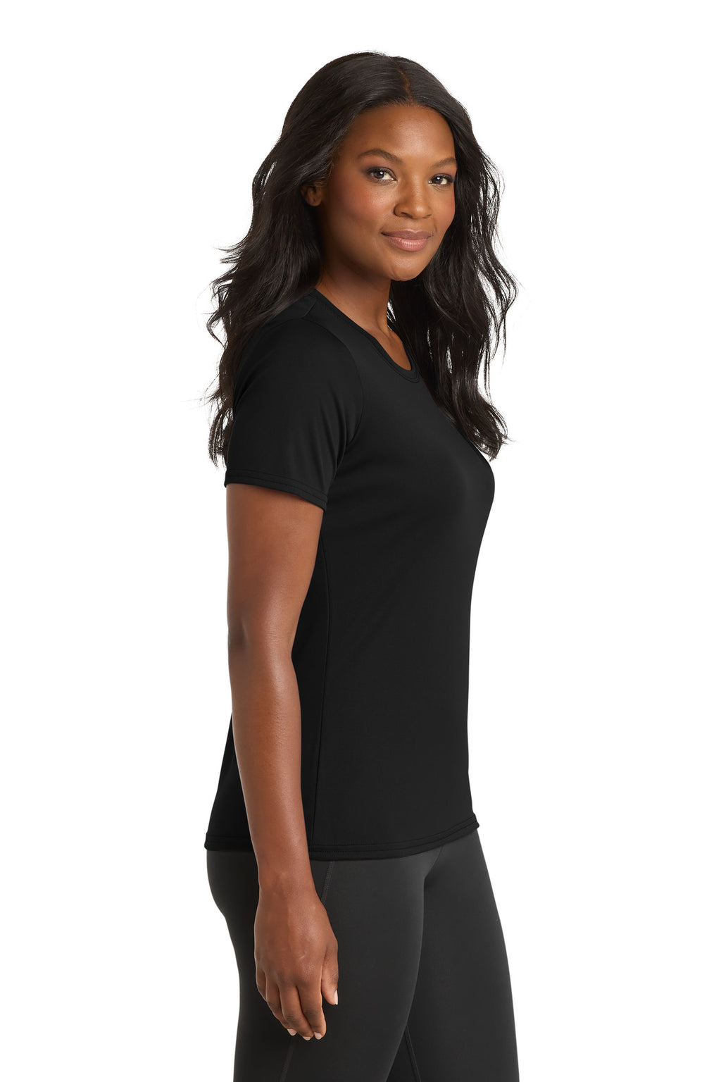 Jet Black Port & Company Women's Performance Tee. LPC380