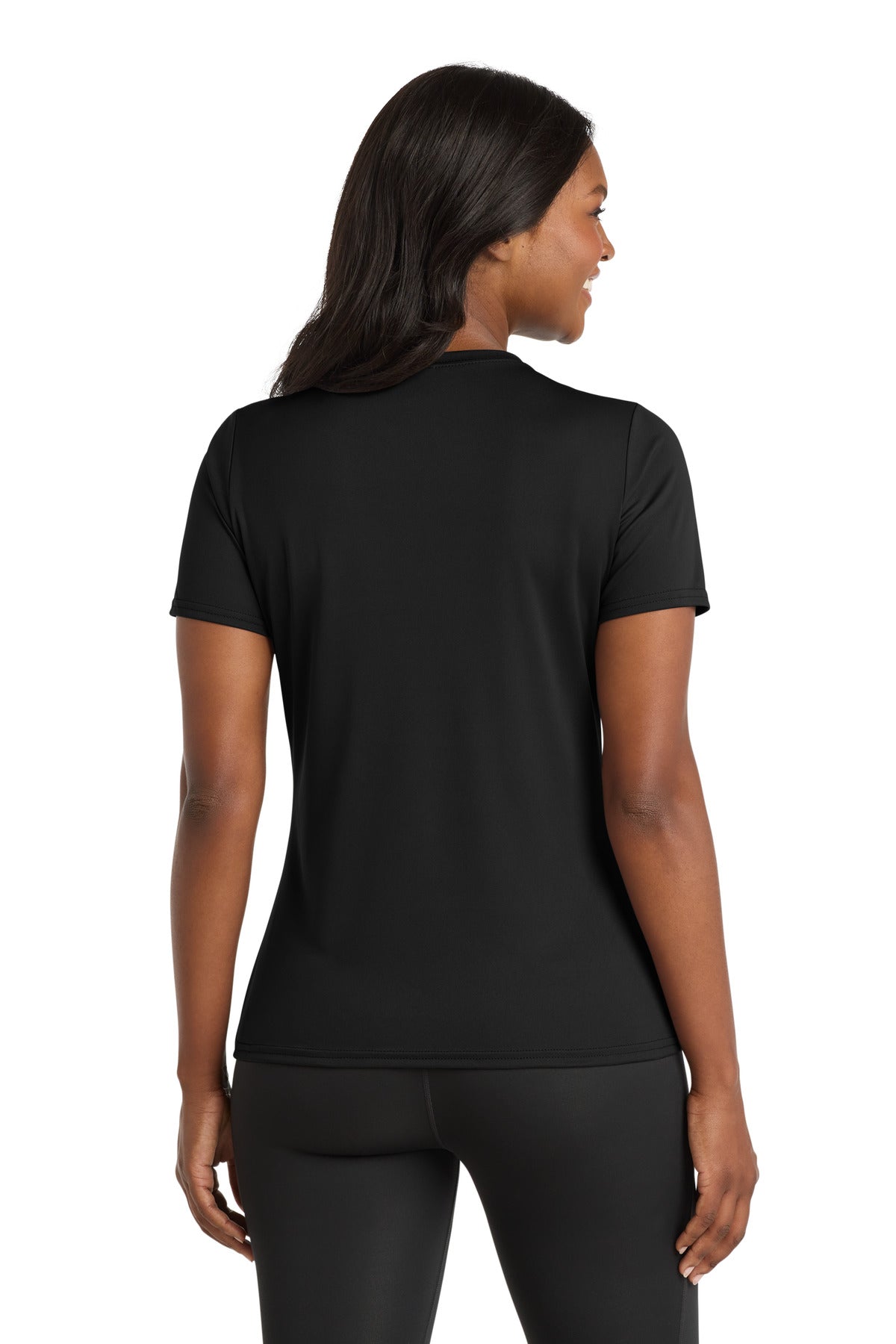 Jet Black Port & Company Women's Performance Tee. LPC380