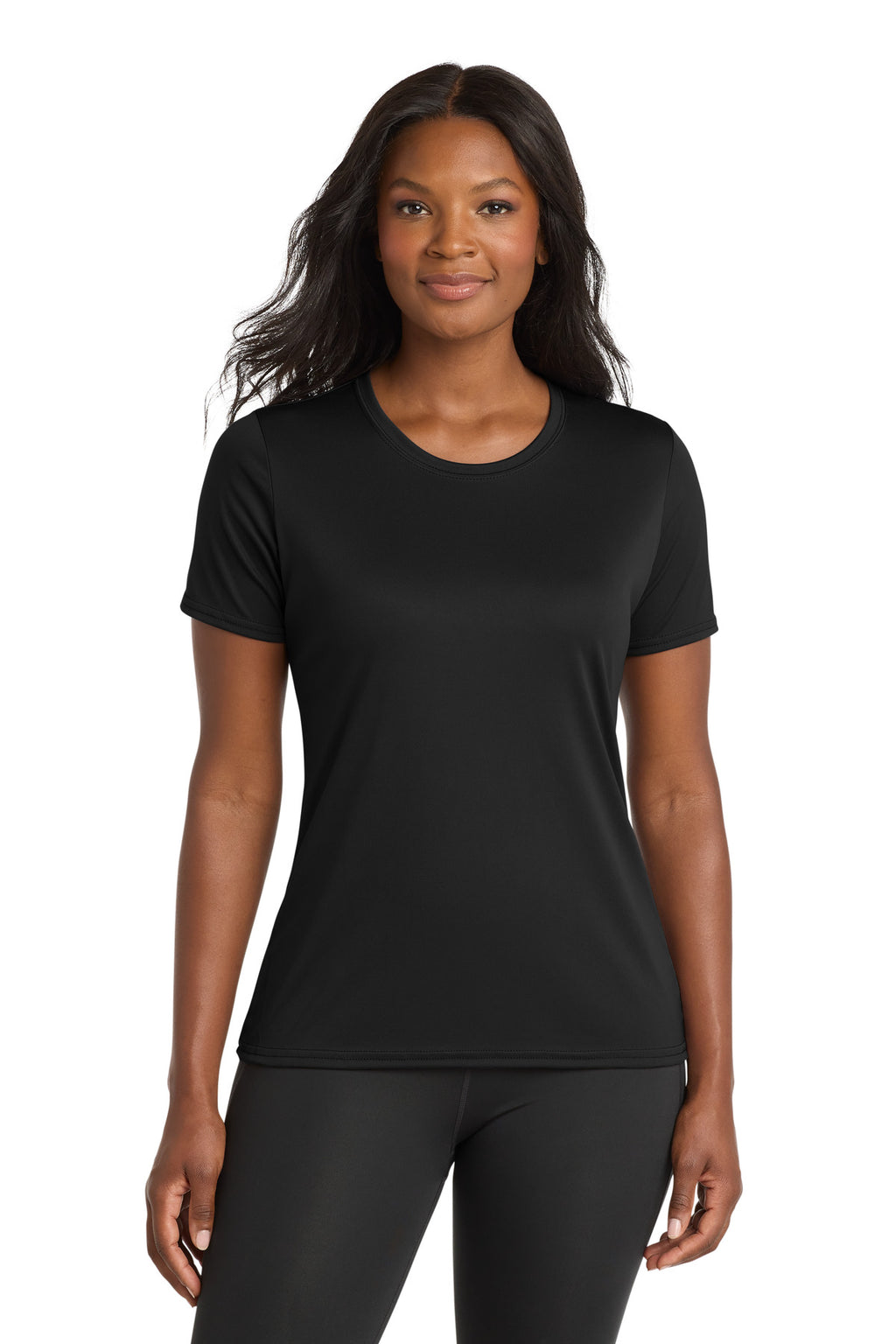 Jet Black Port & Company Women's Performance Tee. LPC380