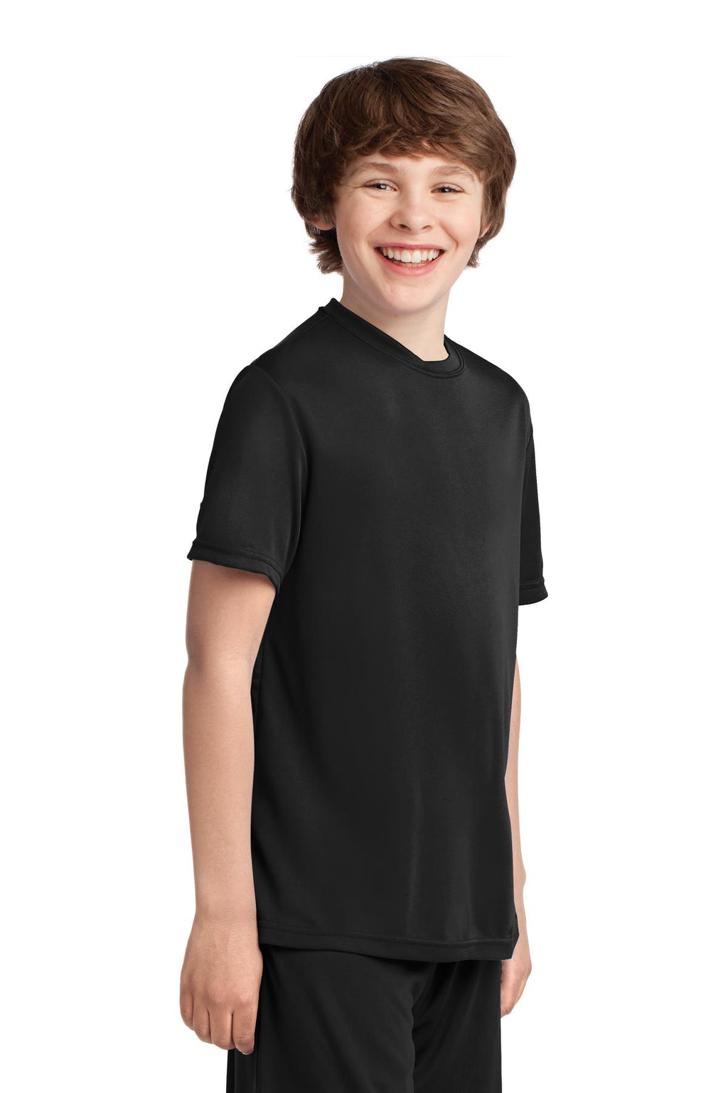 Jet Black Port & Company Youth Performance Tee. PC380Y