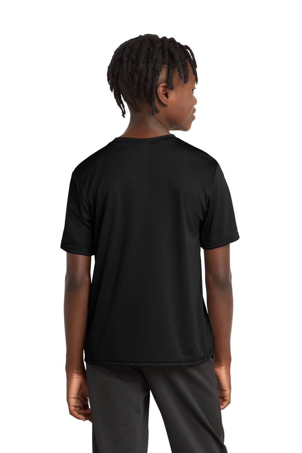 Jet Black Port & Company Youth Performance Tee. PC380Y